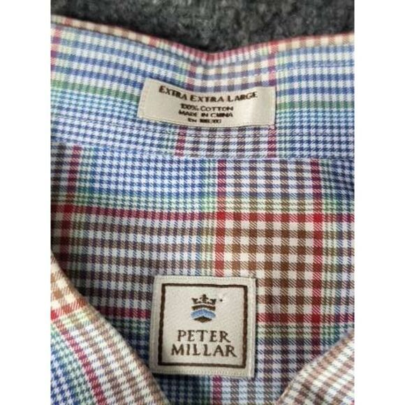 Peter Millar Button Up Shirt Men Sz XXL Plaid Long Sleeve Casual Sportswear - Picture 6 of 9